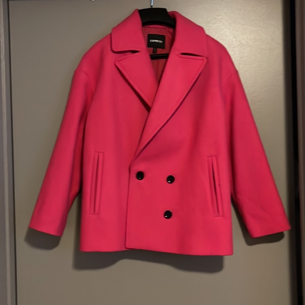 Express Hot Pink Recycled Wool Statement Jacket. - image 5
